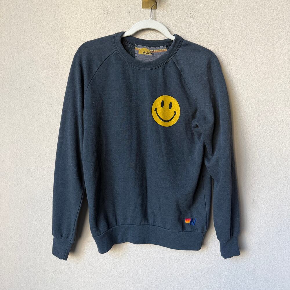 Aviator Nation Smiley Sweatshirt in Gray Size XS - Picture 2 of 8